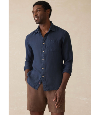 Faherty Brand Laguna Linen Shirt- Island Navy