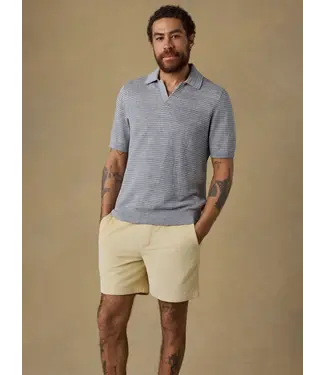 Faherty Brand SS Linen Sweater Polo- Shore Rock Stripe