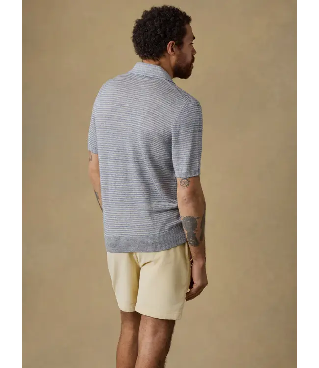 SS Linen Sweater Polo- Shore Rock Stripe