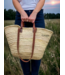 Straw Bag Leather Handles- Brown