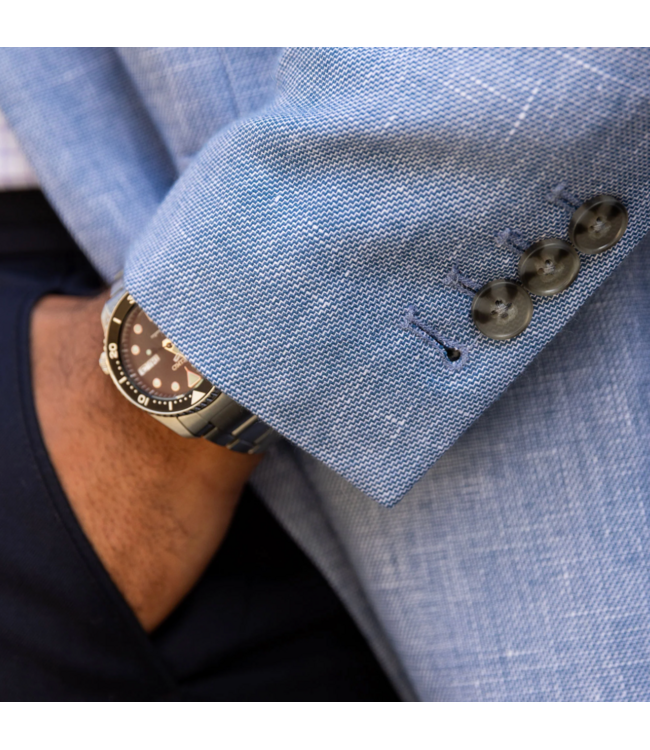 The Lorenzo Linen & Cotton Blazer- Pacific Blue