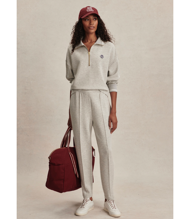 Bertie Half Zip Sweat- Light Grey Marl