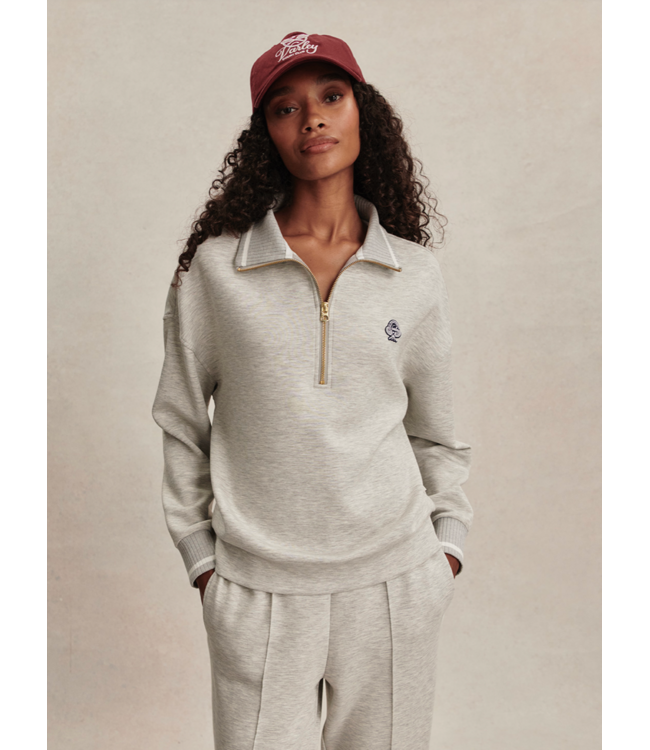 Bertie Half Zip Sweat- Light Grey Marl