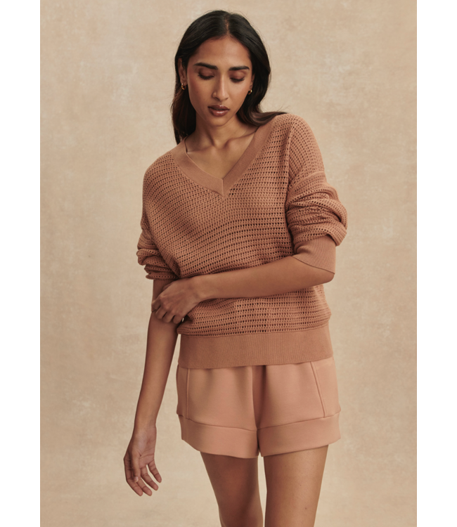Gaia V Neck Sweater- Camel