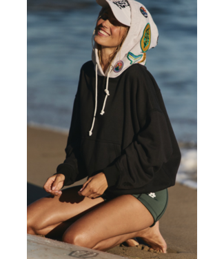 Free People Final Call Patch Hoodie- Black