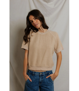 Perfectwhitetee Kennedy Short Sleeve Fleece Sweatshirt- Driftwood