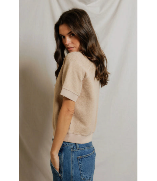 Kennedy Short Sleeve Fleece Sweatshirt- Driftwood