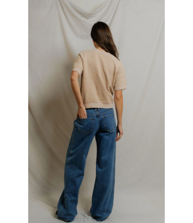 Kennedy Short Sleeve Fleece Sweatshirt- Driftwood