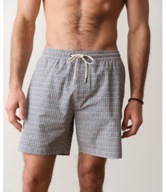 Marine Layer Lined Sport & Swim Short- Green Matchstick Print