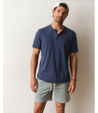 Marine Layer Hemp Cotton Henley- Vintage Indigo