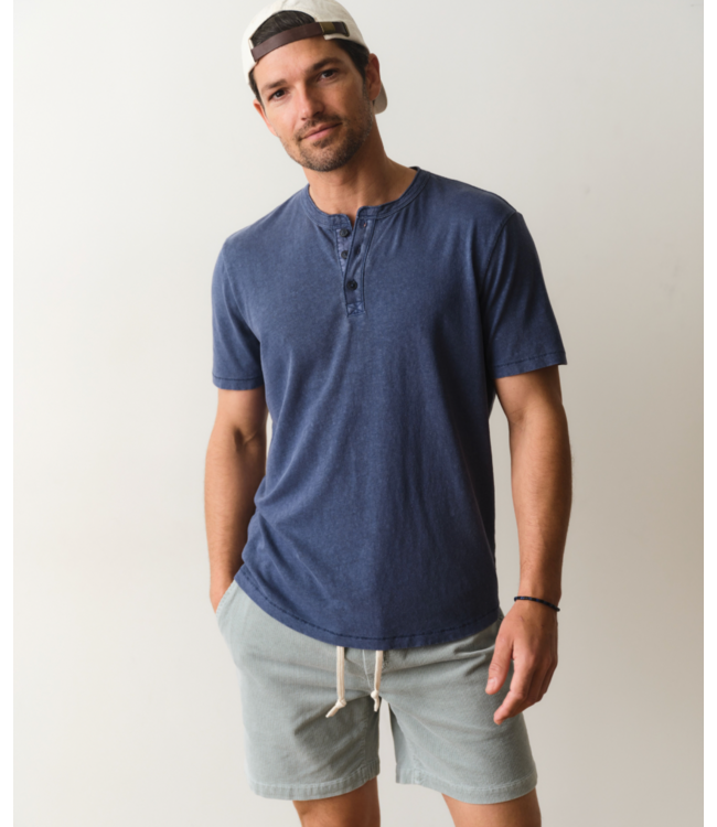 Hemp Cotton Henley- Vintage Indigo