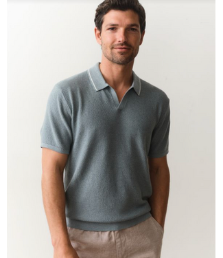 Marine Layer Greyson Sweater Polo- Slate