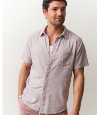 Marine Layer Classic Street Selvage Shirt- Purple Matchstick Print