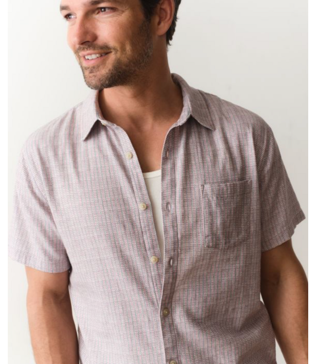 Classic Street Selvage Shirt- Purple Matchstick Print