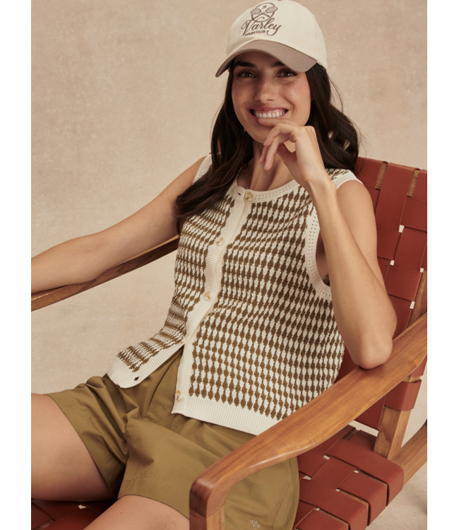 Aura Knit Top- Egret/Golden Olive
