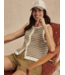 Aura Knit Top- Egret/Golden Olive