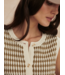 Aura Knit Top- Egret/Golden Olive