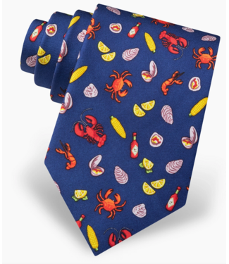 The Clambake Tie- Navy Blue Silk