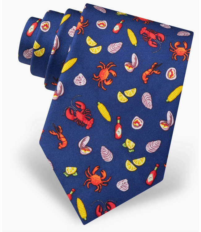 The Clambake Tie- Navy Blue Silk