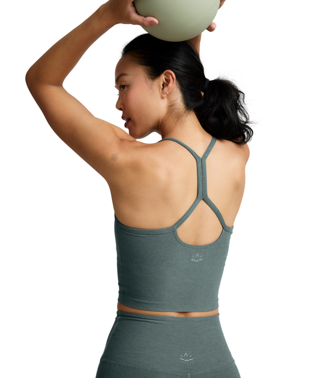 Spacedye Slim Racerback Cropped Tank- Storm Heather