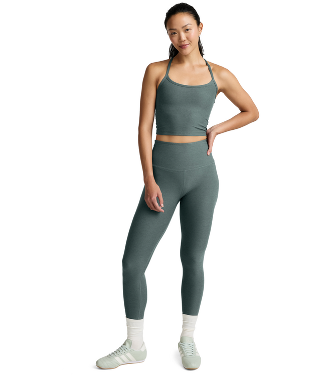 Spacedye Slim Racerback Cropped Tank- Storm Heather