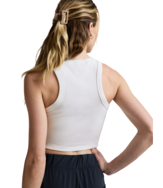 Beyond Yoga On Repeat Rib High Neck Cropped Tank- Washed White