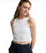 On Repeat Rib High Neck Cropped Tank- Washed White