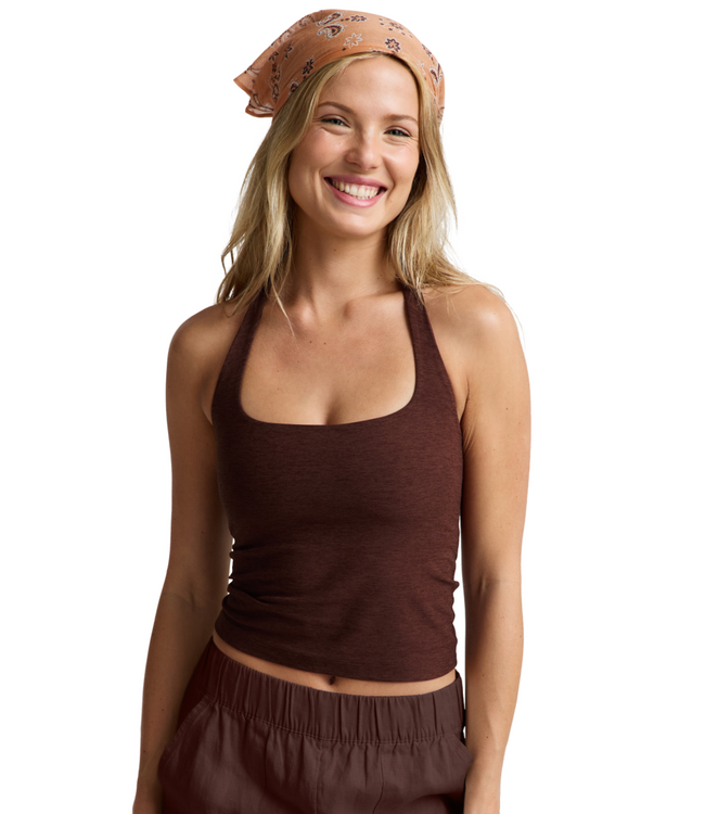 Spacedye Square Halter Tank- Iced Mocha