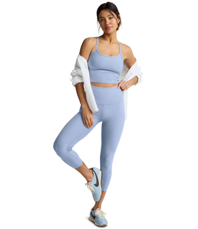Spacedye Slim Racerback Cropped Tank- Pastel Periwinkle Heather