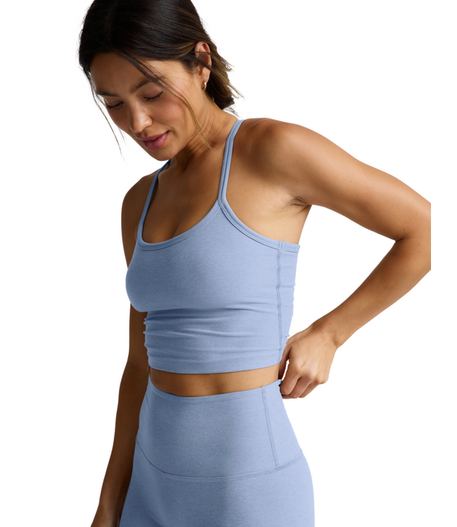 Spacedye Slim Racerback Cropped Tank- Pastel Periwinkle Heather