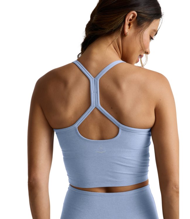 Spacedye Slim Racerback Cropped Tank- Pastel Periwinkle Heather