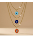 Colorful Glass Evil Eye Necklace with Gold Hematite & Pearl- Orange