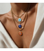 Colorful Glass Evil Eye Necklace with Gold Hematite & Pearl- Orange