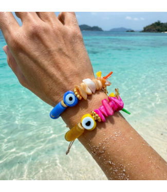 Resort Evil Eye Beaded Bracelet- Blue