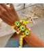 Yellow Bandana Scarf Bracelet with Lime Glass Eye