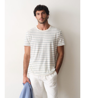 Marine Layer Relaxed Hemp Cotton Tee- White/Mediterranea Stripe