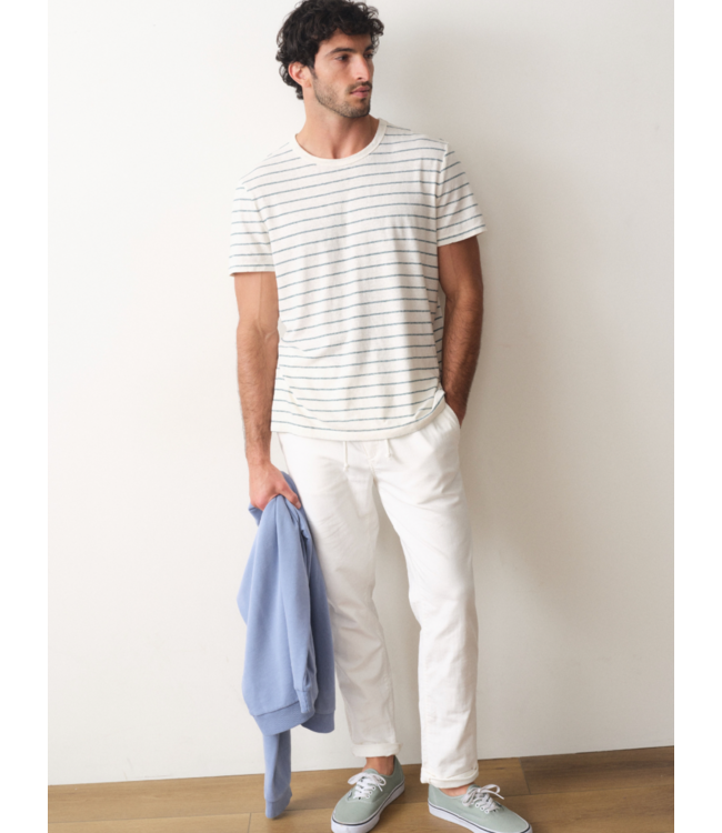 Relaxed Hemp Cotton Tee- White/Mediterranea Stripe