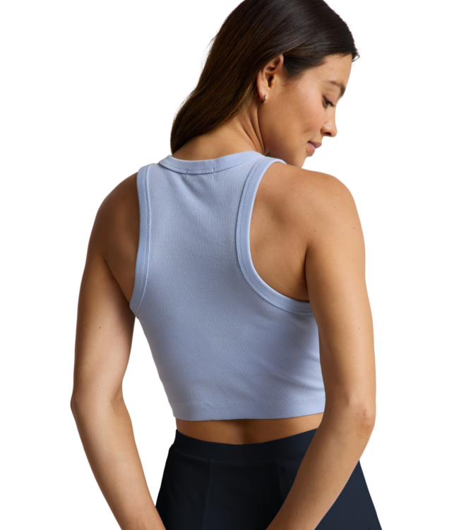 On Repeat Rib High Neck Cropped Tank- Washed Pastel Periwinkle