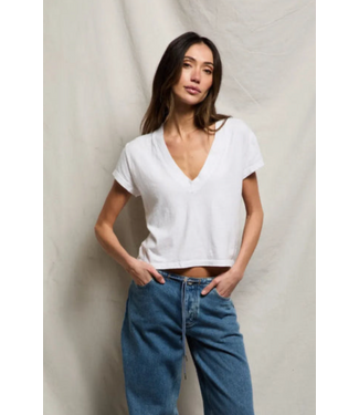 Perfectwhitetee Alanis Recycled Cotton V Neck Tee- White