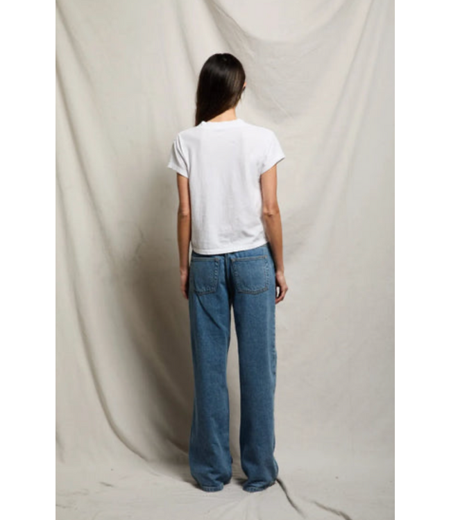 Alanis Recycled Cotton V Neck Tee- White