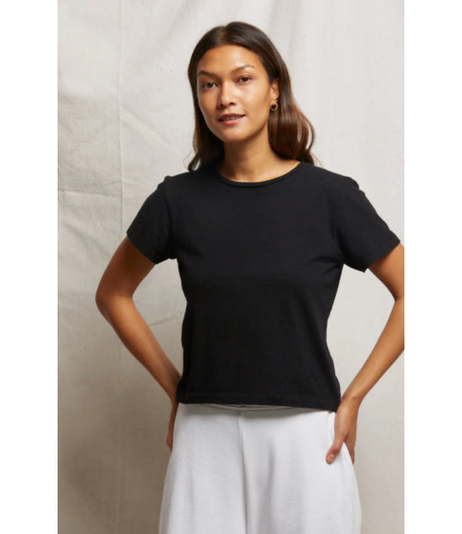 Lisa Recycled Cotton Fitted Tee- Black