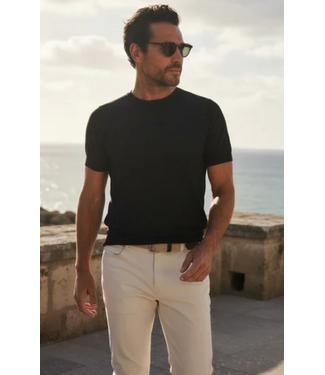 Collars & Co. Maranello Mid-Weight Cotton & Silk Tee- Black