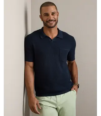 Rhone Apparel Coastal Johnny Collar Polo- True Navy