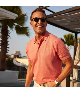 Collars & Co. Toscano Linen Blend Polo- Salmon