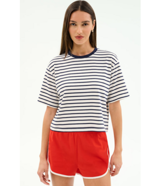 Splits59 Djuna Oversized Jersey Tee- White/Indigo Stripe