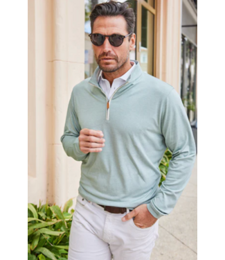 Collars & Co. Palm Pima Blend Quarter Zip- Mint