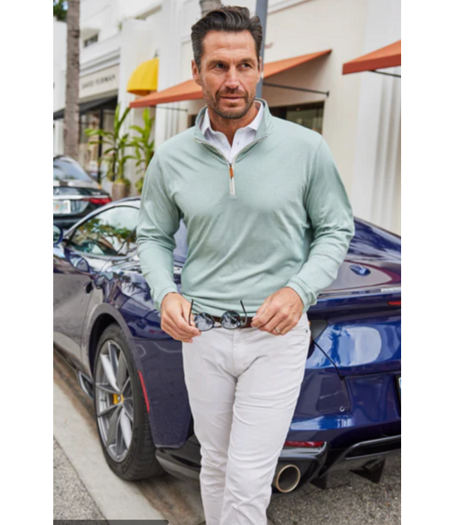 Palm Pima Blend Quarter Zip- Mint