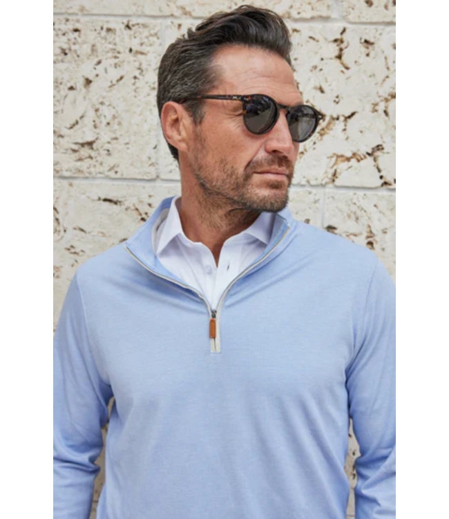 Palm Pima Blend Quarter Zip- Blue