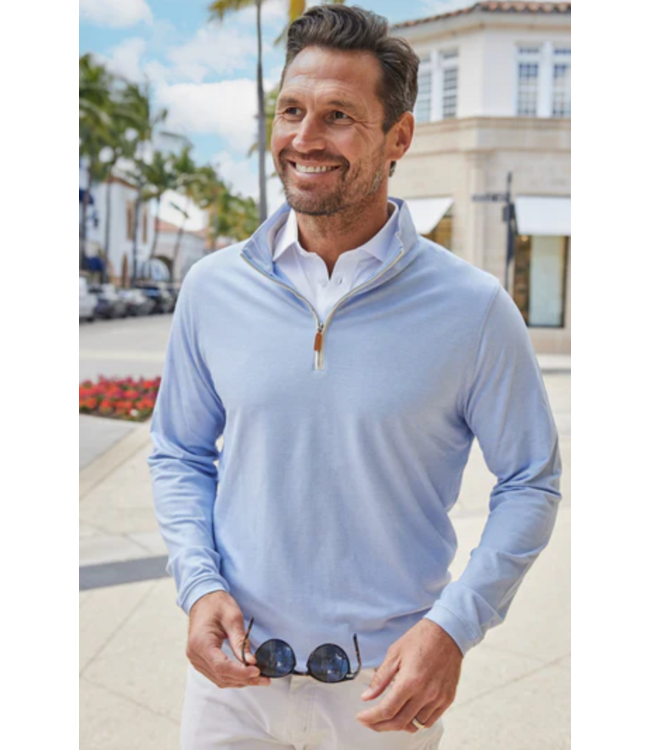 Palm Pima Blend Quarter Zip- Blue