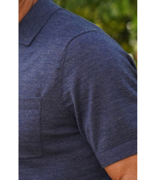 Bellagio All-Season Short Sleeve Merino Polo- Deep Blue